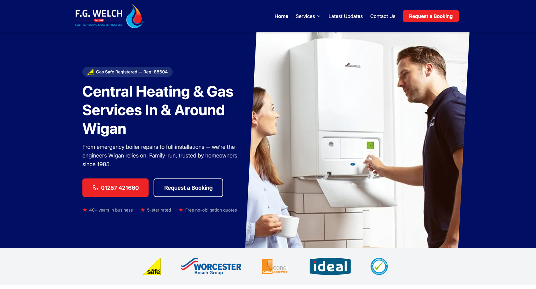 FG Welch website - Central Heating & Gas Services